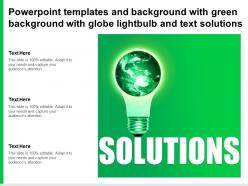 Powerpoint templates and background with green background with globe lightbulb and text solutions