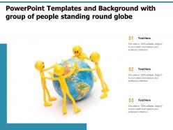 Powerpoint templates and background with group of people standing round globe