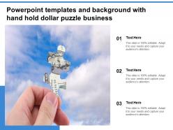 Powerpoint templates and background with hand hold dollar puzzle business