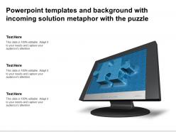Powerpoint templates and background with incoming solution metaphor with the puzzle