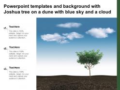 Powerpoint templates and background with joshua tree on a dune with blue sky and a cloud