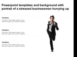 Powerpoint templates and background with portrait of a stressed businessman hurrying up