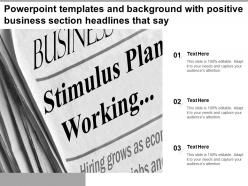 Powerpoint templates and background with positive business section headlines that say