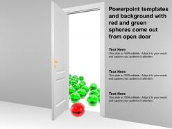 Powerpoint templates and background with red and green spheres come out from open door