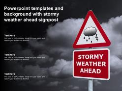 Powerpoint templates and background with stormy weather ahead signpost