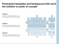 Powerpoint templates and background with word the solution on parts of a puzzle