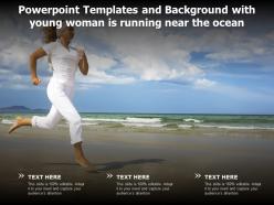 Powerpoint templates and background with young woman is running near the ocean