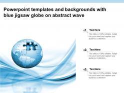 Powerpoint templates and backgrounds with blue jigsaw globe on abstract wave
