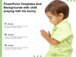 Powerpoint templates and backgrounds with child praying with his bunny