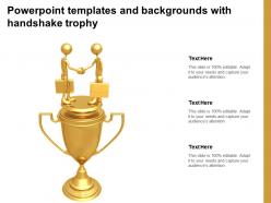 Powerpoint Templates And Backgrounds With Handshake Trophy