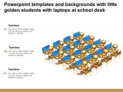 Powerpoint Templates And Backgrounds With Little Golden Students With Laptops At School Desk