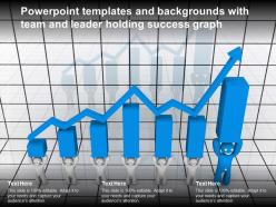 Powerpoint templates and backgrounds with team and leader holding success graph