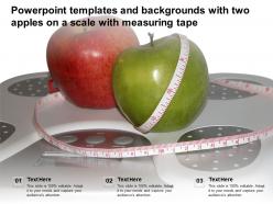 Powerpoint templates and backgrounds with two apples on a scale with measuring tape