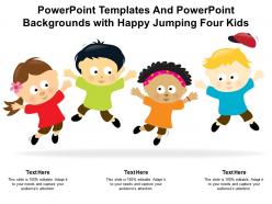 Powerpoint templates and powerpoint backgrounds with happy jumping four kids