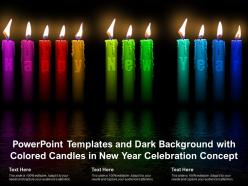 Powerpoint templates dark background with colored candles in new year celebration concept