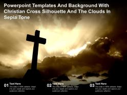 Powerpoint templates with christian cross silhouette and the clouds in sepia tone