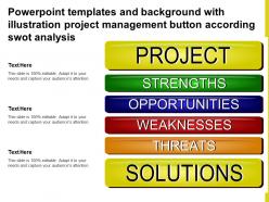 Powerpoint templates with illustration project management button according swot analysis