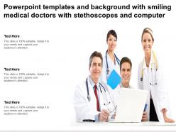 Powerpoint Templates With Smiling Medical Doctors With Stethoscopes And Computer