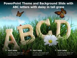 Powerpoint theme and background slide with abc letters with daisy in tall grass