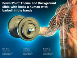Powerpoint theme and background slide with looks a human with barbell in the hands