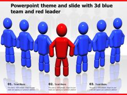 Powerpoint theme and slide with 3d blue team and red leader