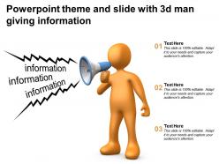 Powerpoint theme and slide with 3d man giving information