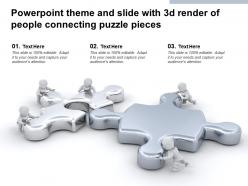 Powerpoint theme and slide with 3d render of people connecting puzzle pieces