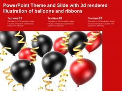Powerpoint theme and slide with 3d rendered illustration of balloons and ribbons