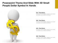 Powerpoint theme and slide with 3d small people dollar symbol in hands