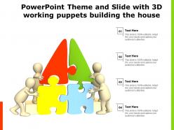 Powerpoint theme and slide with 3d working puppets building the house