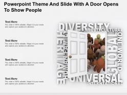 Powerpoint theme and slide with a door opens to show people