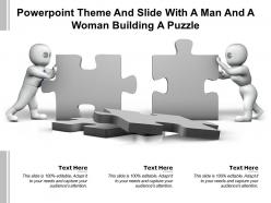 Powerpoint theme and slide with a man and a woman building a puzzle