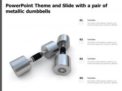 Powerpoint theme and slide with a pair of metallic dumbbells