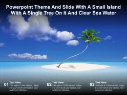 Powerpoint theme and slide with a small island with a single tree on it and clear sea water