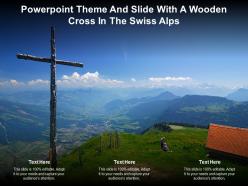 Powerpoint theme and slide with a wooden cross in the swiss alps
