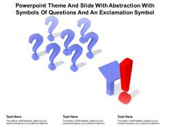 Powerpoint theme and slide with abstraction with symbols of questions and an exclamation symbol