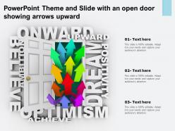 Powerpoint theme and slide with an open door showing arrows upward