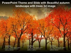 Powerpoint theme and slide with beautiful autumn landscape with trees 3d image