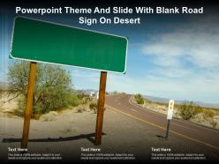 Powerpoint theme and slide with blank road sign on desert