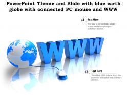 Powerpoint Theme And Slide With Blue Earth Globe With Connected PC Mouse And WWW