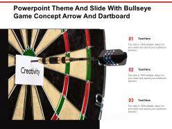 Powerpoint theme and slide with bullseye game concept arrow and dartboard