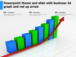 Powerpoint theme and slide with business 3d graph and red up arrow