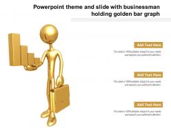 Powerpoint theme and slide with businessman holding golden bar graph