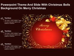 Powerpoint theme and slide with christmas bells background on merry christmas