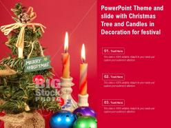 Powerpoint theme and slide with christmas tree and candles in decoration for festival