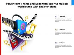 Powerpoint theme and slide with colorful musical world stage with speaker piano