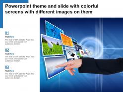 Powerpoint theme and slide with colorful screens with different images on them