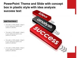Powerpoint theme and slide with concept box in plastic style with idea analysis success text