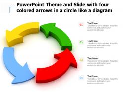 Powerpoint theme and slide with four colored arrows in a circle like a diagram