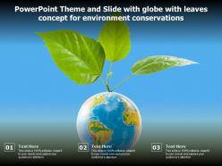 Powerpoint theme and slide with globe with leaves concept for environment conservations